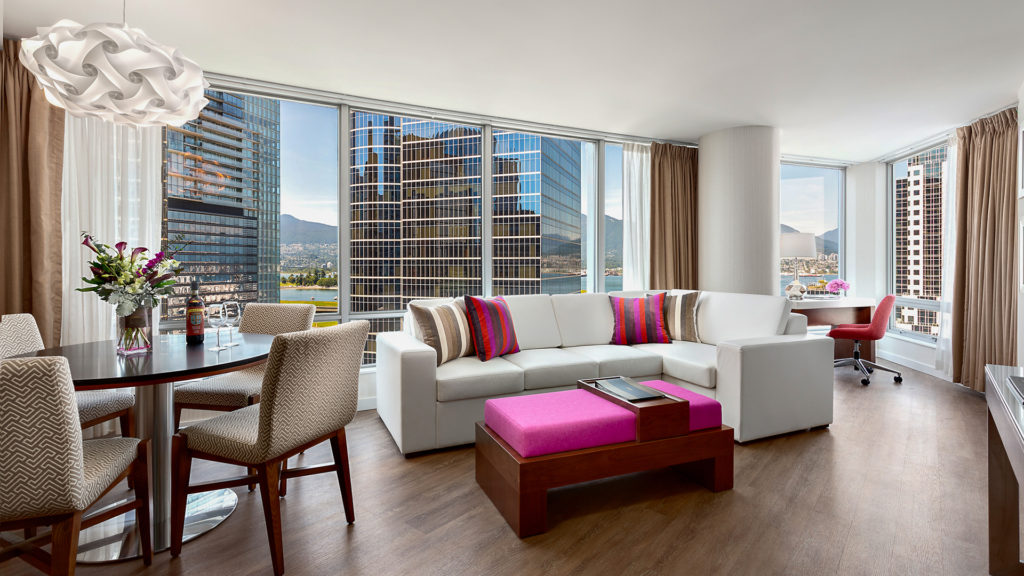 King Harbour View Suite Living And Dining Room Area – Auberge Vancouver Hotel